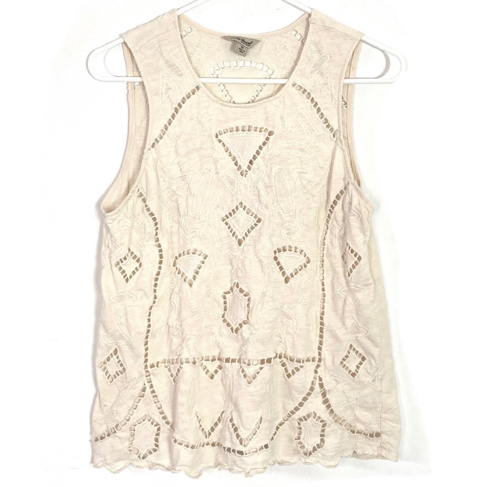 Lucky Brand Cream Eyelet Lace Tank Top